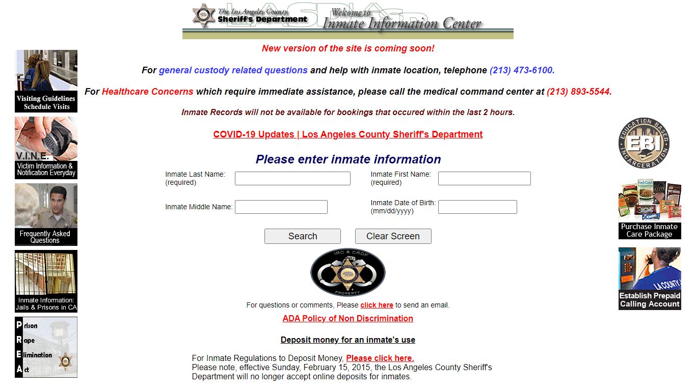LASD Inmate Information Center - Inmate Search